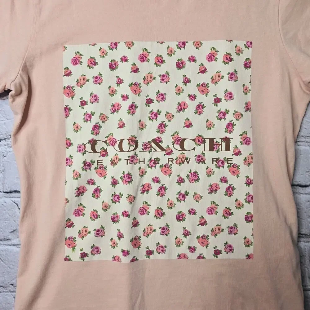 Coach Spring Blossom Signature‎ Square Classic 100% Cotton Short Sleev Tshirt Sm